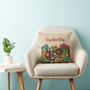 Retro Garden Flower Personalised Vintage Floral Cushion