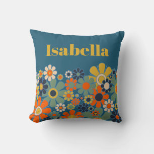 Retro Garden Flower Personalised Vintage Floral Cushion