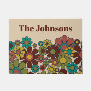 Retro Garden Flower Personalised Vintage Floral Doormat