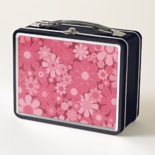 Retro Garden Flowers 60s 70s Y2K Floral Pattern Metal Lunch Box
