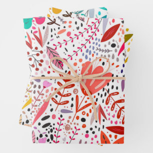 Retro Garden Flowers Floral Pattern Wrapping Paper