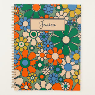 Retro Garden Flowers Groovy 60s 70s Floral Pattern Planner