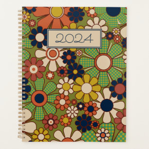 Retro Garden Flowers Groovy 70s Vintage Floral Planner