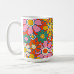 Retro Garden Groovy 60s 70s Floral Pattern Coffee Mug