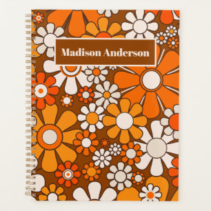 Retro Garden Groovy 70s Flowers Brown & Orange Planner