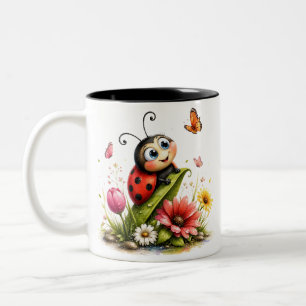 Retro Garden Ladybug Mug Colorful Ceramic Cup