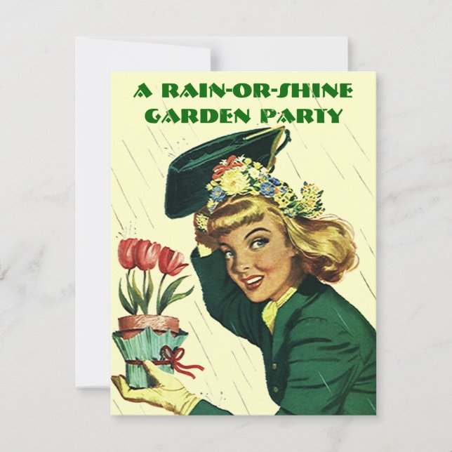 Retro Garden Party Invitation ~ Easy to Customise (Front)