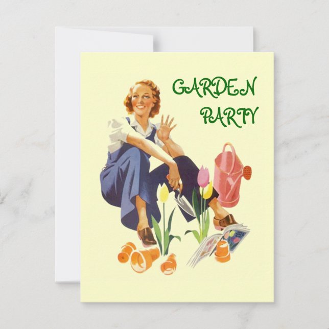 Retro Garden Party Invitation ~ Easy to Customise (Front)