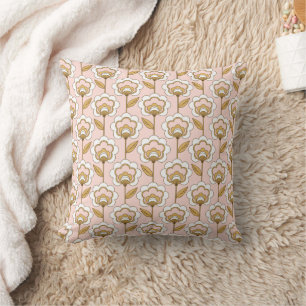 Retro Garden Pink Floral Pattern Cushion