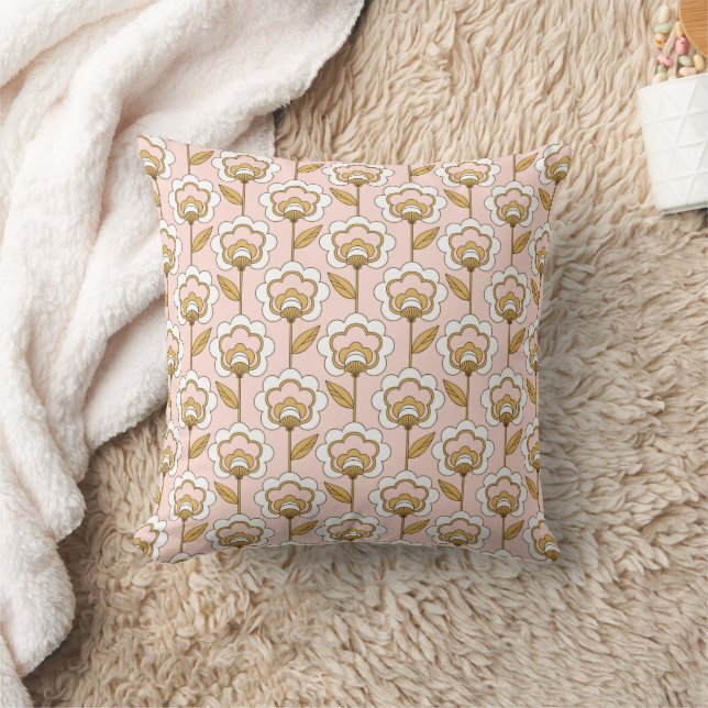 Retro Garden Pink Floral Pattern Cushion (Blanket)