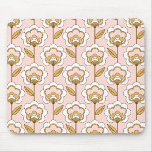 Retro Garden Pink Floral Pattern Mouse Mat