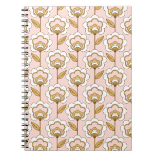 Retro Garden Pink Floral Pattern Notebook