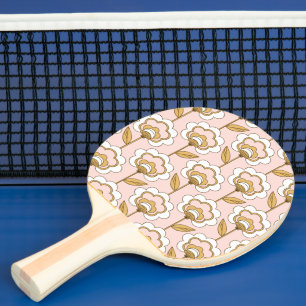Retro Garden Pink Floral Pattern Ping Pong Paddle