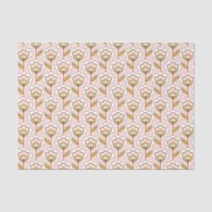 Retro Garden Pink Floral Pattern Tissue Paper