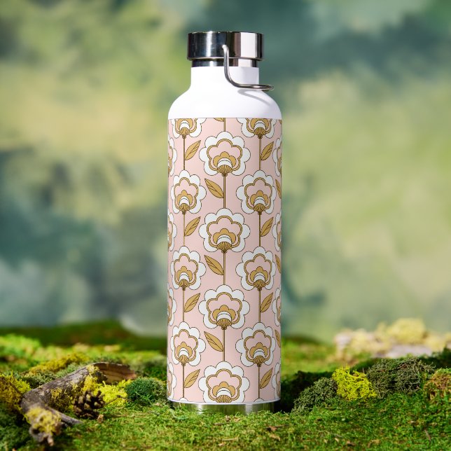 Retro Garden Pink Floral Pattern Water Bottle (Outdoor)