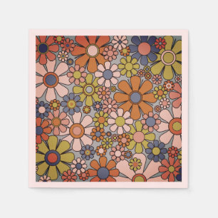 Retro Garden Vintage 60s 70s Aesthetic Flowers Napkin