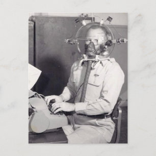 Retro Gas Mask Man Postcard