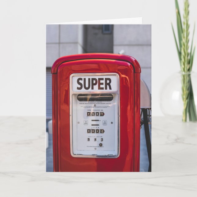 RETRO GAS PUMP GET WELL FUNNY CARDS (Front)