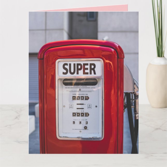 RETRO GAS PUMP SUPER BIRTHDAY FUNNY CARDS (Front)