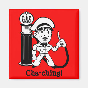 Retro Gas Station Guy Magnet