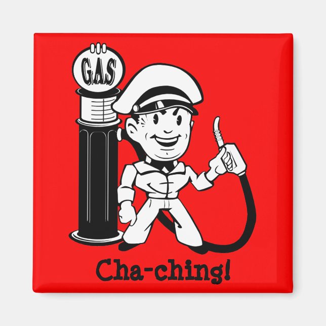 Retro Gas Station Guy Magnet (Front)