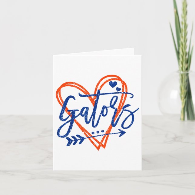 Retro Gators Heart Name Apparel Design For Men Wom Card (Front)