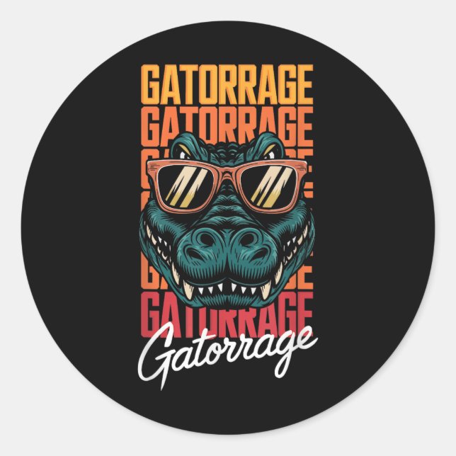Retro Gators Personalised Name Apparel Style Clic  Classic Round Sticker (Front)
