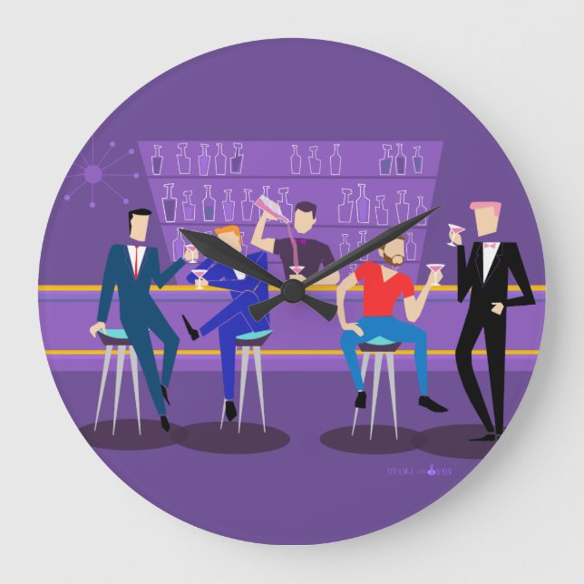 Retro Gay Bar Acrylic Round Wall Clock (Front)