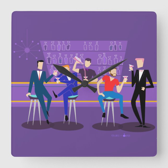 Retro Gay Bar Acrylic Wall Clock (Front)