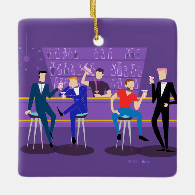 Retro Gay Bar Ceramic Ornament (Front)