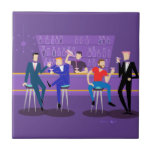 Retro Gay Bar Ceramic Tile<br><div class="desc">This Retro Gay Bar Ceramic Tile design is purple, kitschy, and utterly fabulous! Sitting on mid century modern barstools, drinking their fun, pink beverages, these dapper gentlemen are having a gay ol’ time. The hunky bartender with a pink bowtie is already pouring the next round. The silhouettes of atomic liquor...</div>