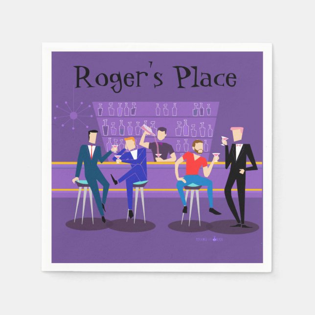 Retro Gay Bar Cocktail Napins Napkin (Front)