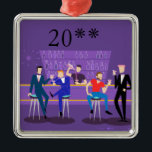 Retro Gay Bar Ornament<br><div class="desc">This customisable Retro Gay Bar Ornament design is purple, kitschy, and utterly fabulous! Sitting on mid century modern barstools, drinking their fun, pink beverages, these dapper gentlemen are having a gay ol’ time. The hunky bartender with a pink bowtie is already pouring the next round. The silhouettes of atomic liquor...</div>