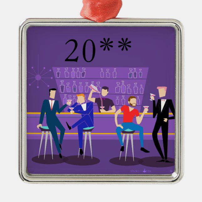 Retro Gay Bar Ornament (Front)