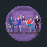 Retro Gay Bar Paper Plate<br><div class="desc">This Retro Gay Bar Paper Plate design is purple, kitschy, and utterly fabulous! Sitting on mid century modern barstools, drinking their fun, pink beverages, these dapper gentlemen are having a gay ol’ time. The hunky bartender with a pink bowtie is already pouring the next round. The silhouettes of atomic liquor...</div>