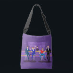 Retro Gay Bar Tote Bag<br><div class="desc">This Retro Gay Bar Tote Bag design is purple, kitschy, and utterly fabulous! Sitting on mid century modern barstools, drinking their fun, pink beverages, these dapper gentlemen are having a gay ol’ time. The hunky bartender with a pink bowtie is already pouring the next round. The silhouettes of atomic liquor...</div>