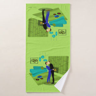 Retro Gay Couple in Love Bath Towel Set