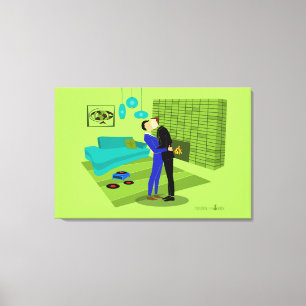 Retro Gay Couple in Love Canvas Print