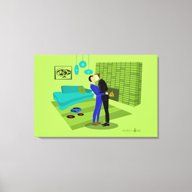 Retro Gay Couple in Love Canvas Print (Front)