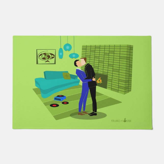 Retro Gay Couple in Love Doormat (Front)