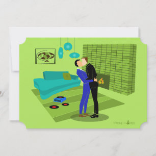 Retro Gay Couple in Love Invitation