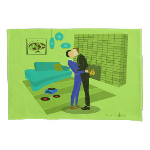 Retro Gay Couple in Love Pillowcase