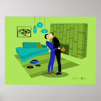 Retro Gay Couple in Love Poster