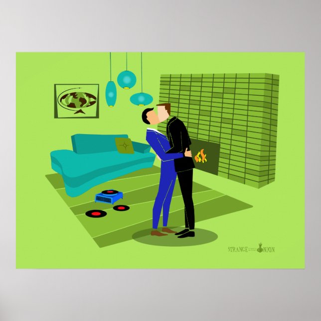 Retro Gay Couple in Love Poster (Front)