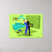 Retro Gay Couple In Love Stretched Canvas Print