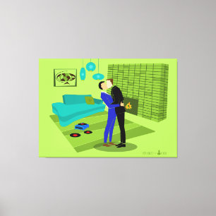 Retro Gay Couple In Love Stretched Canvas Print
