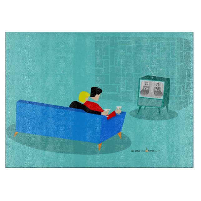 Retro Gay Couple Watching TV Cutting Board (Front)