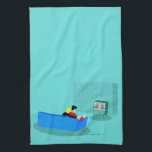 Retro Gay Couple Watching TV Kitchen Towels<br><div class="desc">This Retro Gay Couple Watching TV design is simply fabulous! The 1960s style, minimalist art design features the back of a cosy couple and binging their favourite black and white television show. The sophisticated, turquoise and teal room prominently features a stone wall. The well-dressed men are holding martinis. Cheers to...</div>