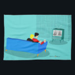Retro Gay Couple Watching TV Kitchen Towels<br><div class="desc">This Retro Gay Couple Watching TV design is simply fabulous! The 1960s style, minimalist art design features the back of a cosy couple and binging their favourite black and white television show. The sophisticated, turquoise and teal room prominently features a stone wall. The well-dressed men are holding martinis. Cheers to...</div>