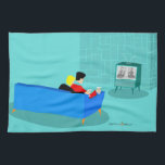 Retro Gay Couple Watching TV Kitchen Towels<br><div class="desc">This Retro Gay Couple Watching TV design is simply fabulous! The 1960s style, minimalist art design features the back of a cosy couple and binging their favourite black and white television show. The sophisticated, turquoise and teal room prominently features a stone wall. The well-dressed men are holding martinis. Cheers to...</div>